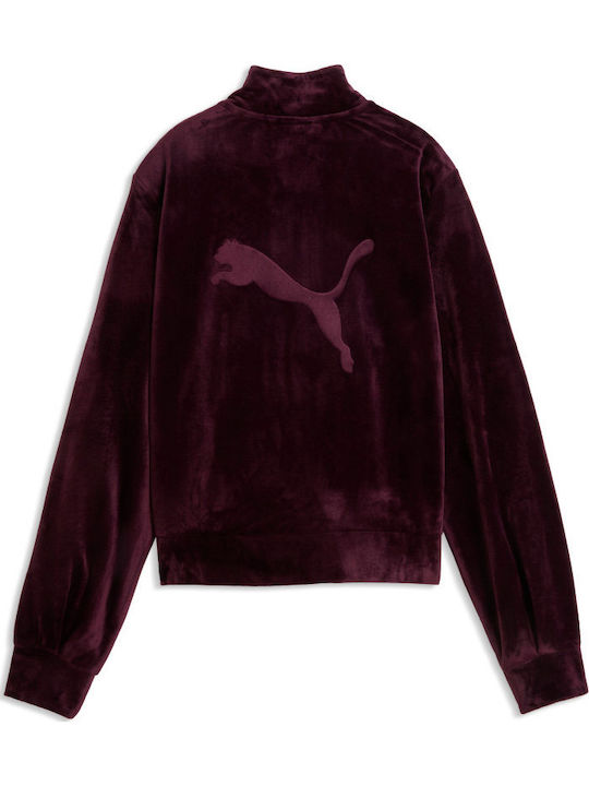 Elevated Lange Damen Sweatshirt Strickjacke Samt Lila