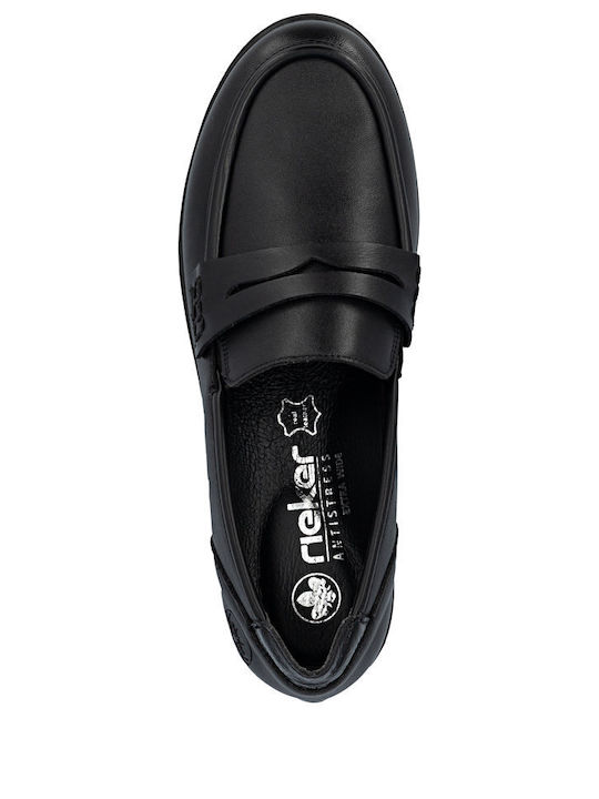 Damen Mokassins Aus Leder in Schwarz Farbe
