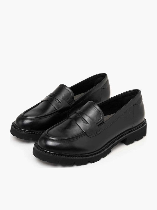 Damen Mokassins Aus Leder In Schwarz Farbe