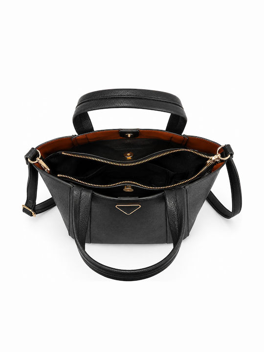 Verde Damen Schultertasche Schwarz
