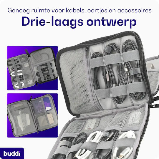 Органайзер за Кабели Buddi Sorted Cable Organizer & Аксесоари Цип 23 X 16 X 4 Cm Черен Сив 8719246564918