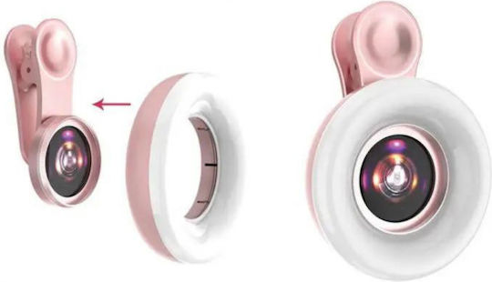 Lentilă Macro 15x Universală pentru Telefon cu LED, Roz și Neagră