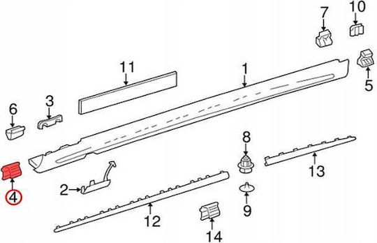 Пластмасова щипка закопчалка Rocker Molding Front Mounting Clip Fasteners Car Side Skirt Door Sill Guards Mercedes Benz A0019913471 0019913471 1 Брой