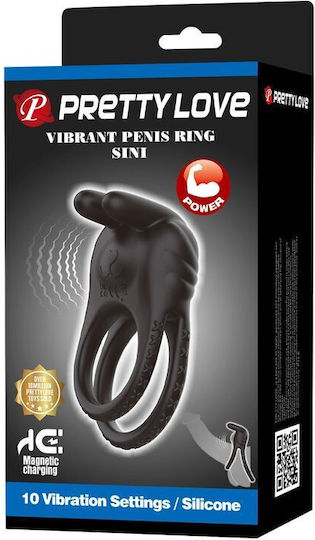 Pretty Love Sini Rechargeable Vibrating Cock Ring 10 Functions Black