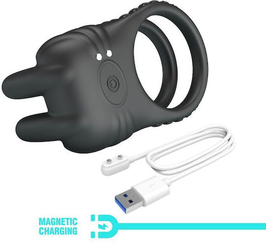 Pretty Love Sini Rechargeable Vibrating Cock Ring 10 Functions Black