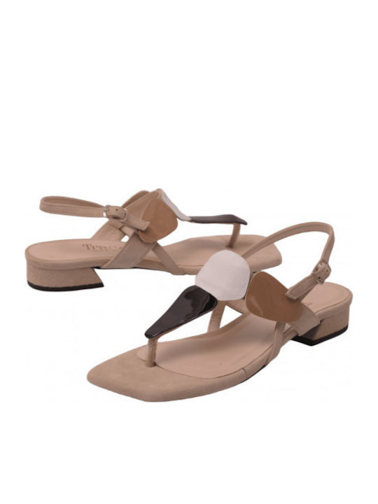 Suede Damen Sandalen Beige 7471-Tricolore-MT