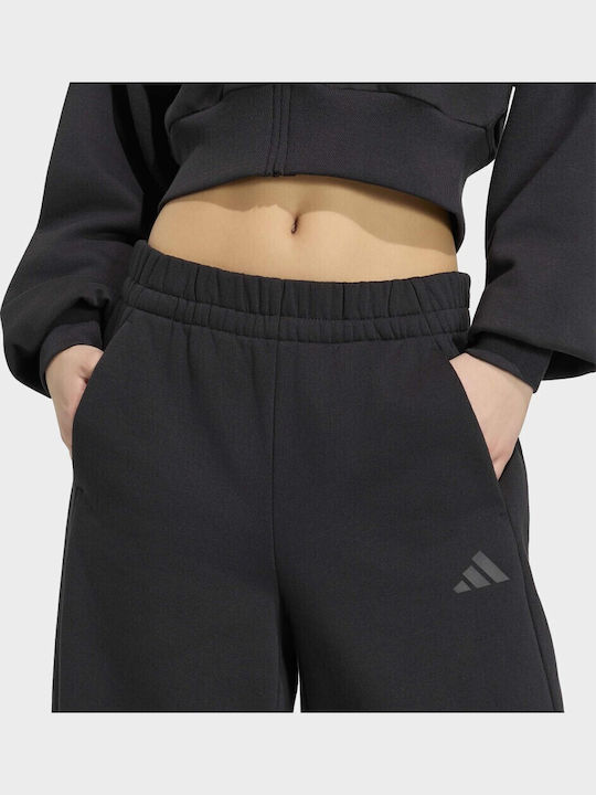 Essentials Παντελόνι Φόρμας με Λάστιχο Fleece Μαύρο