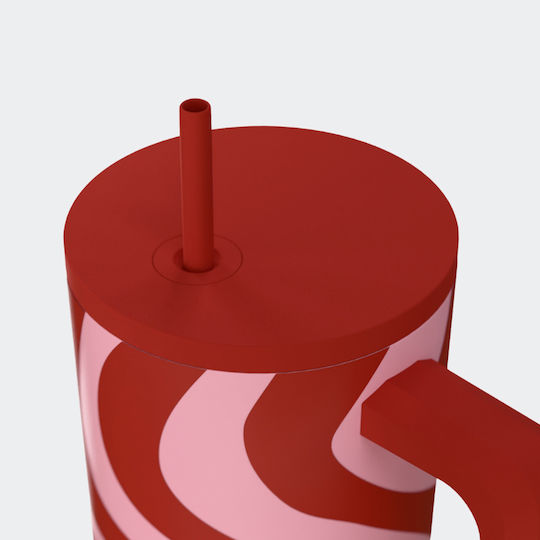 Estia Straw Tumbler XL Save The Aegean Рециклируем Чаша с дръжка Термос Неръждаема стомана Без BPA 900ml Coral Waves с сламка и дръжка