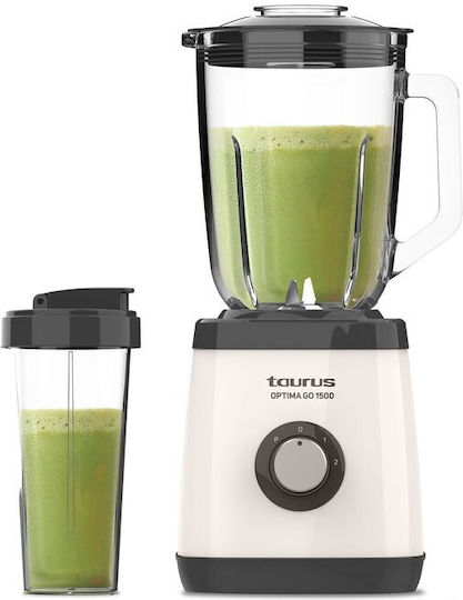 Taurus Optima Go 1500 Μπλέντερ με Γυάλινη Κανάτα 1.5 lt 1500W Λευκό