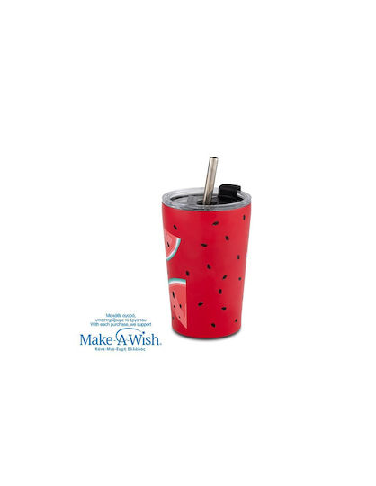 Nava "we Care" Термочаша Неръждаема Стомана / Пластмаса Без BPA 350ml Watermelon Със Сламка