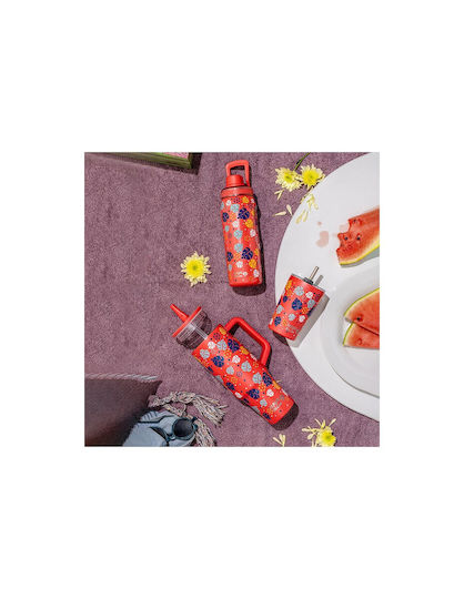 Nava "we Care" Чаша с дръжка Термос Неръждаема стомана / Пластмасов Без BPA 900ml Aloha с Сламка и Дръжка