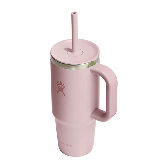 Hydro Flask Handled Tumbler Thermos 710ml Thermos All Around Travel Tumbler Trillium with Straw and Handle