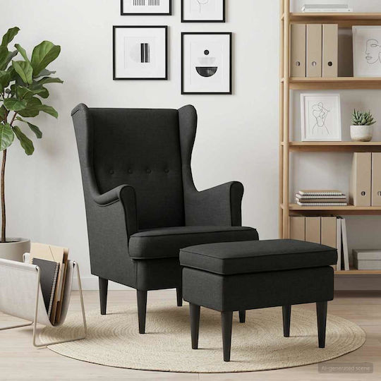 Πολυθρόνα Relax με Υποπόδιο Μαύρο 65x79x100cm