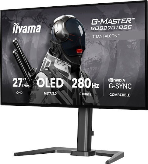 Iiyama G-Master GOB2701QSC-B1 Titan Falcon OLED HDR Gaming Monitor 27" QHD 2560x1440 280Hz with Response Time 0.03ms GTG