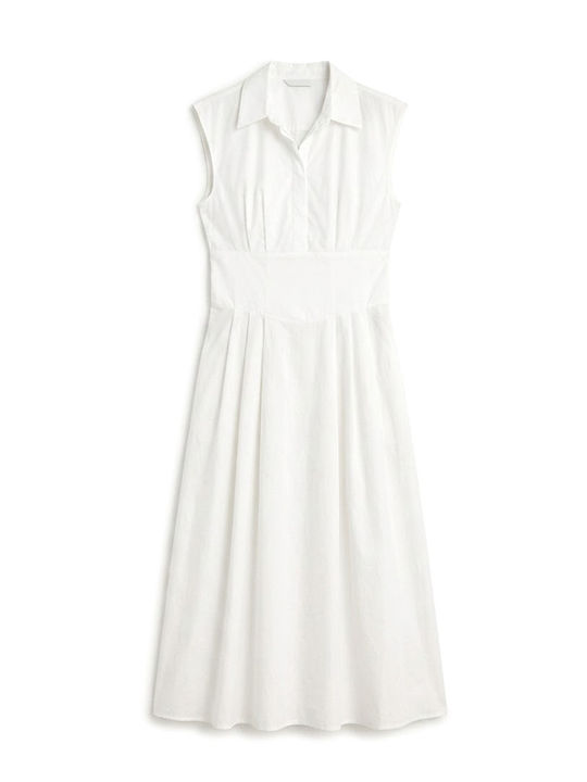 Summer Midi Shirt Dress White