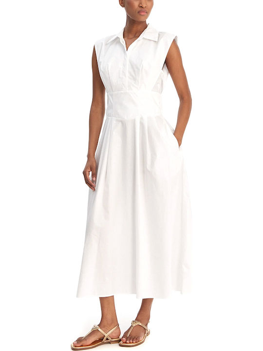 Summer Midi Shirt Dress White
