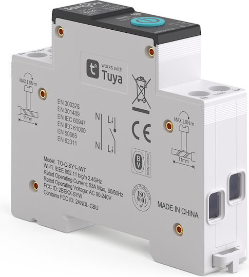 Tongou Kilowatt-Zähler Für Elektrische Messgeräte Analoger Schiene Monophasig Wi-Fi Tuya