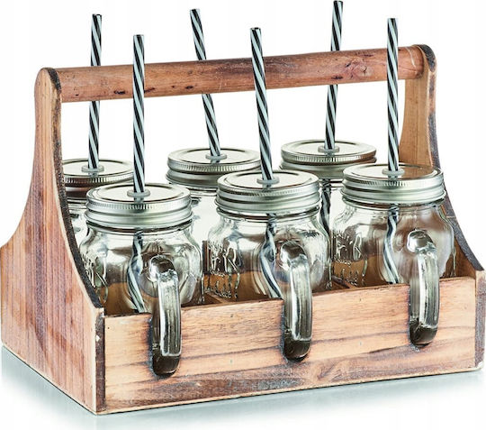 Zeller Zeller Set Brillen Cocktail Glas mit Strohhalm 7 Stück