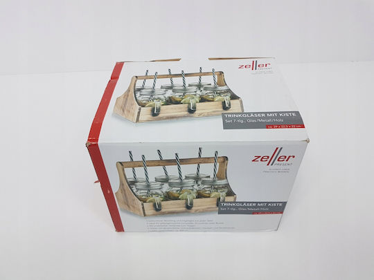 Zeller Zeller Set Brillen Cocktail Glas mit Strohhalm 7 Stück