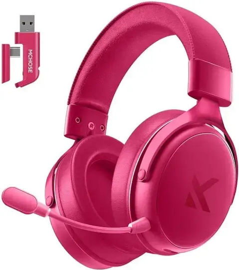 MCHOSE V9 Pro Wireless Over Ear Gaming Headset with Bluetooth Connection Pink for PC