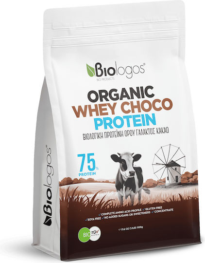 Viologos Organic Whey Choco Protein 75% Organic Protein Whey Gluten Free with Flavor Cocoa 500gr