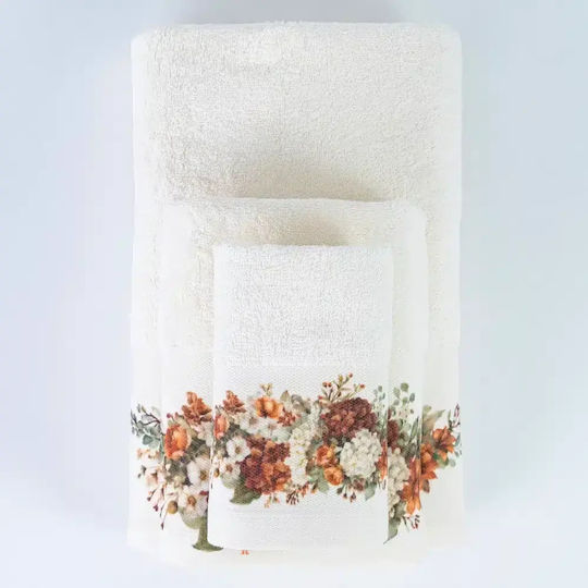 Borea Set of Bath Towels 3 pcs Autumn White