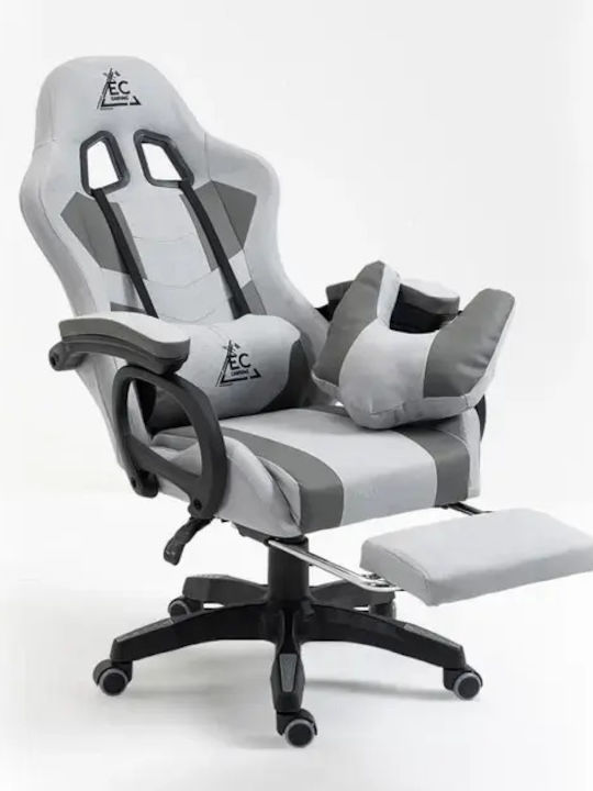 Scaun Gaming din Piele Sintetica cu Suport de Picioare Gri