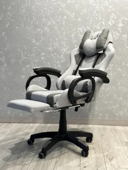 Scaun Gaming din Piele Sintetica cu Suport de Picioare Gri