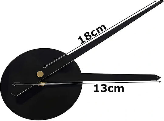 Verk Group 3D Leise Wanduhren Aufkleber Metallisch Schwarz Ø130cm
