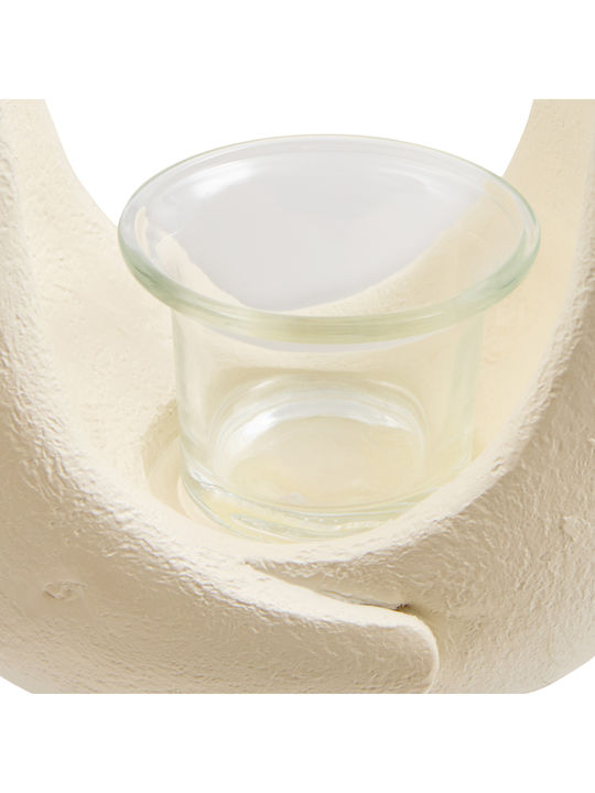 Mora Candle Holder Suitable for Tealights Made of Polyresin in White Colour 15x17x9.5cm