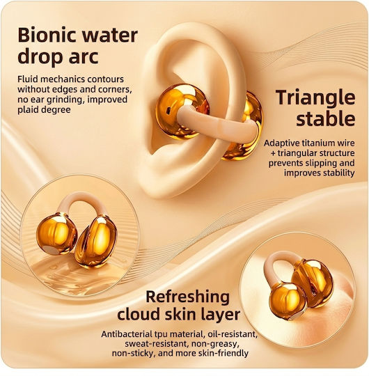 Busd Ai Pro19 Open Ear Casti Bluetooth Handsfree cu Husă de Încărcare Portocalii