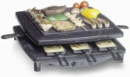 Steba RC 3 plus chrom Tischplatte Elektrogrill Raclette Geriffelte Platte 1450W mit einstellbarem Thermostat 26cmx26cmcm