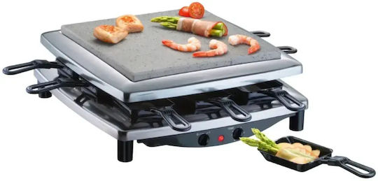 Steba RC 3 plus chrom Tischplatte Elektrogrill Raclette Geriffelte Platte 1450W mit einstellbarem Thermostat 26cmx26cmcm