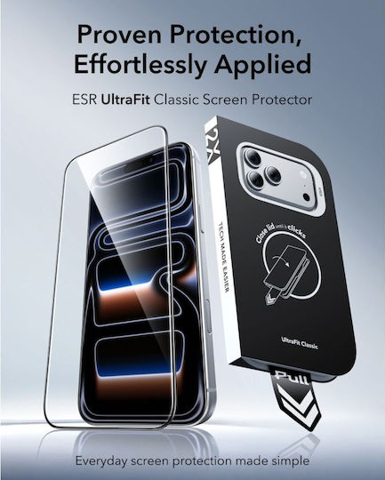 ESR UltraFit Classic 2.5D Закалено стъкло 2бр (iPhone 18 Pro Max / 17 Pro Max / 16 Pro Max)
