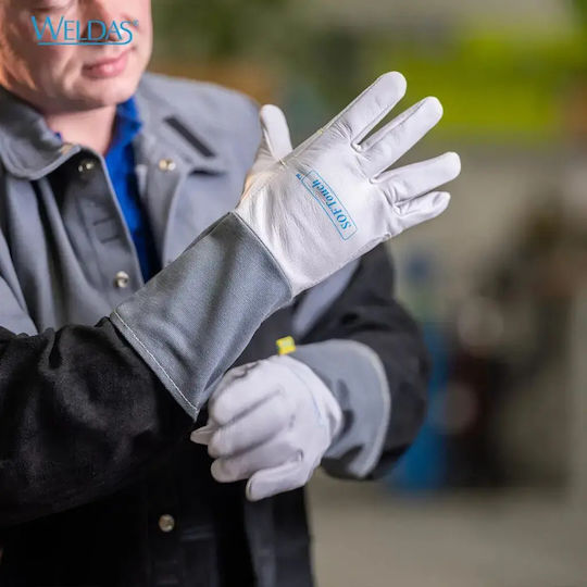 Weldas Gloves for Work Welding Gray Leather 1pcs
