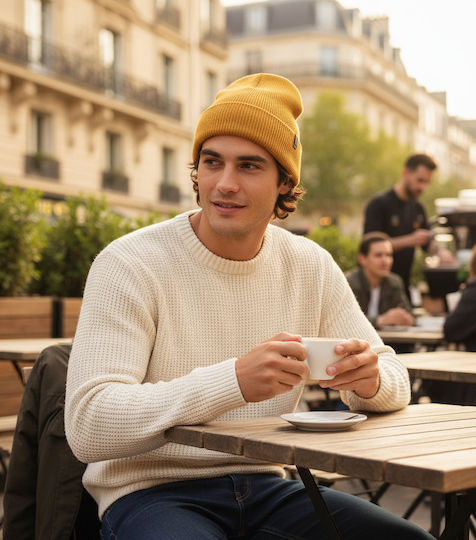 Beanie Unisex Beanie Knitted in Gold Colour