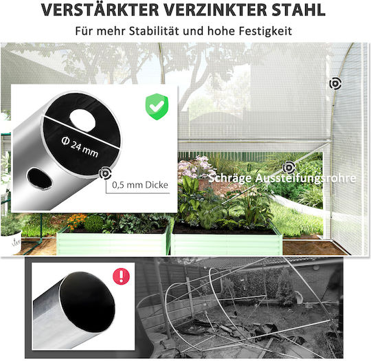 Outsunny 84H-217V00WT Gewächshaus Typ Haus 3x2x2m