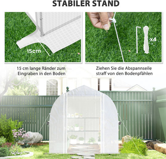 Outsunny 84H-217V00WT Gewächshaus Typ Haus 3x2x2m