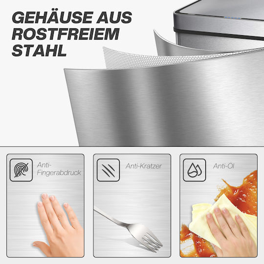 HomCom Metallisch Gewerbliche Abfallbehälter Abfall 60Es Silber