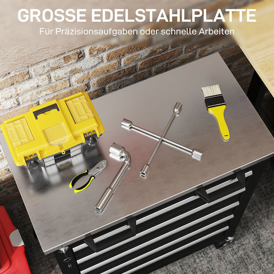 HomCom Rollbar Metallisch Werkzeugkiste