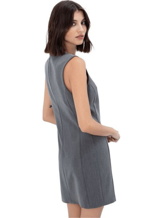 Summer Mini Sleeveless Grey Melange Dress