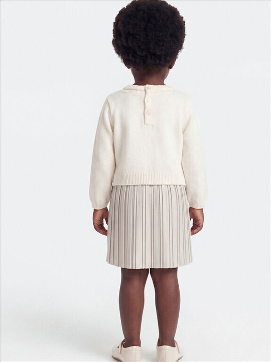 Mädchenkleid Langärmelig Set aus 2 Mit Slip Weiß