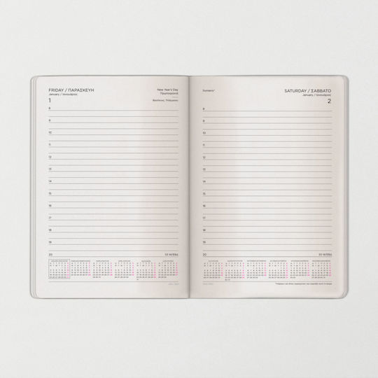 Type Center Daily Agenda A5 2027 Green Leather 14x20.5cm with Personalization