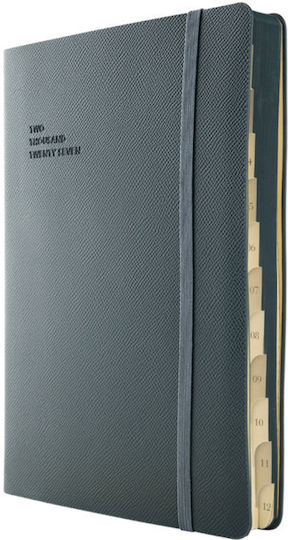 Type Center Daily Agenda B5 2027 Petrol Blue Leather 5x23.4cm with Personalization