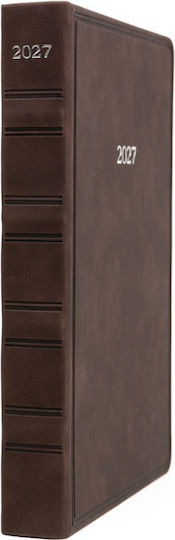 Type Center Ημερήσια Ατζέντα A5 2027 Καφέ Δερμάτινη 14x20.5εκ. (με Προσωποποίηση)