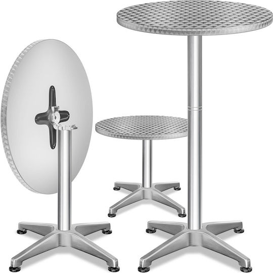 Masă Bar Pentru Spații Exterioare Mici Din Aluminiu Pliabilă Argintie 70x70x115cm