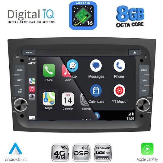 Digital IQ Car Audio System for Fiat Doblo 2015-2022 Bluetooth USB WiFi GPS Apple CarPlay Android Auto with 7" Touch Screen