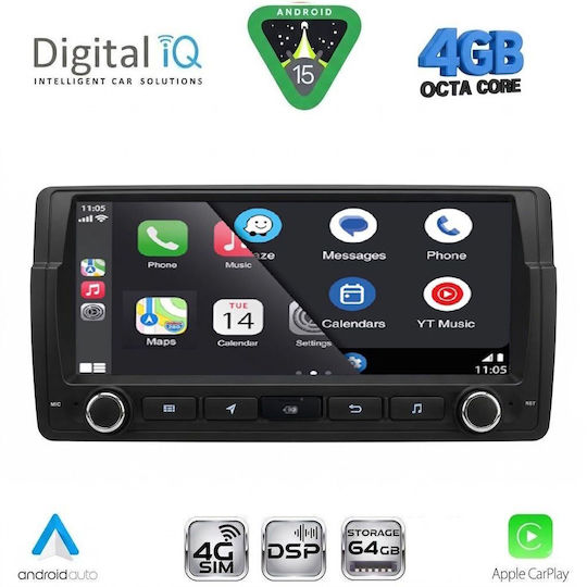 Digital IQ Автомобилна Аудио Система за BMW Серия 3 / E46 1998-2005 (Bluetooth/USB/WiFi/GPS/Apple CarPlay/Android Auto) с Touch Screen 8.8"