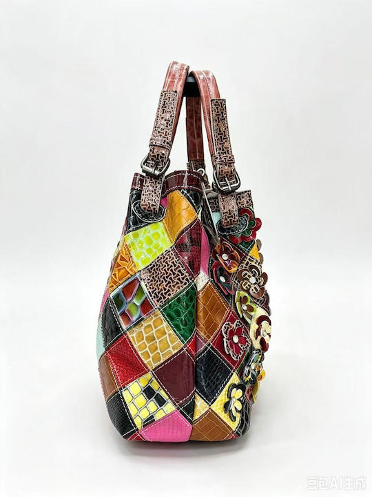 Leather Women's Multicolour Handbag