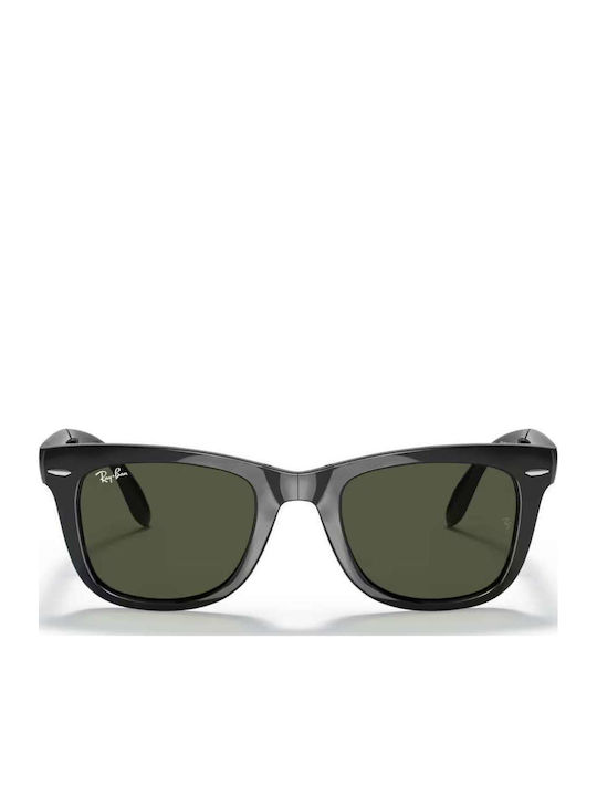 Unisex Sunglasses with Black Horn-Rimmed Frame and Green Lens